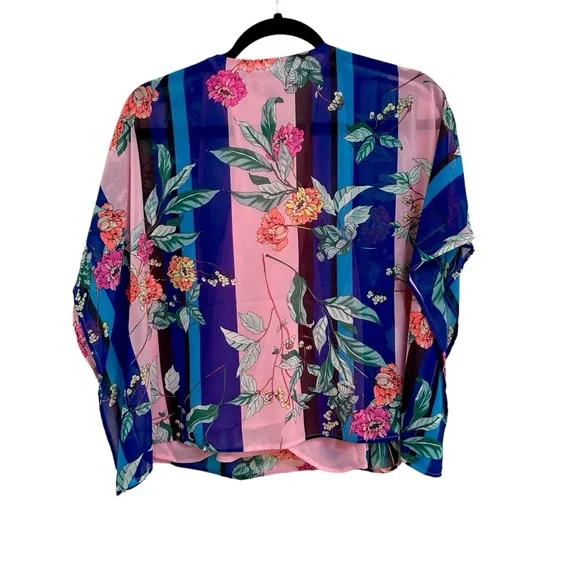 Express Colorful Floral Sheer Flowy Blouse in Women’s Large - Picture 2 of 3